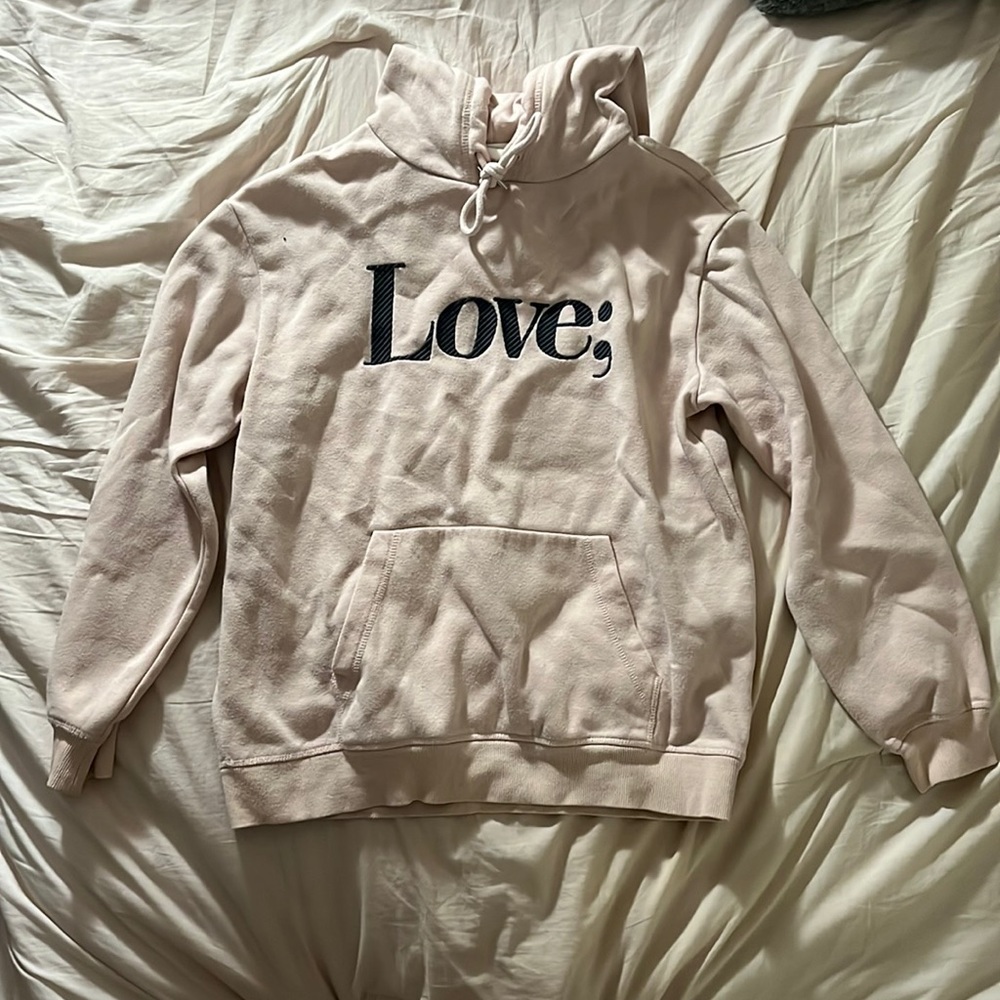 H&M light pink love hoodie